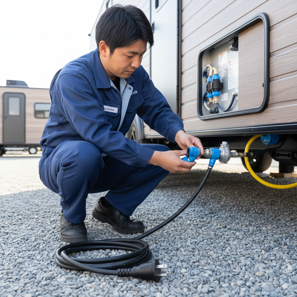 ワンタッチカプラーでライフライン接続──工具不要の着脱が「車両扱い」維持の鍵