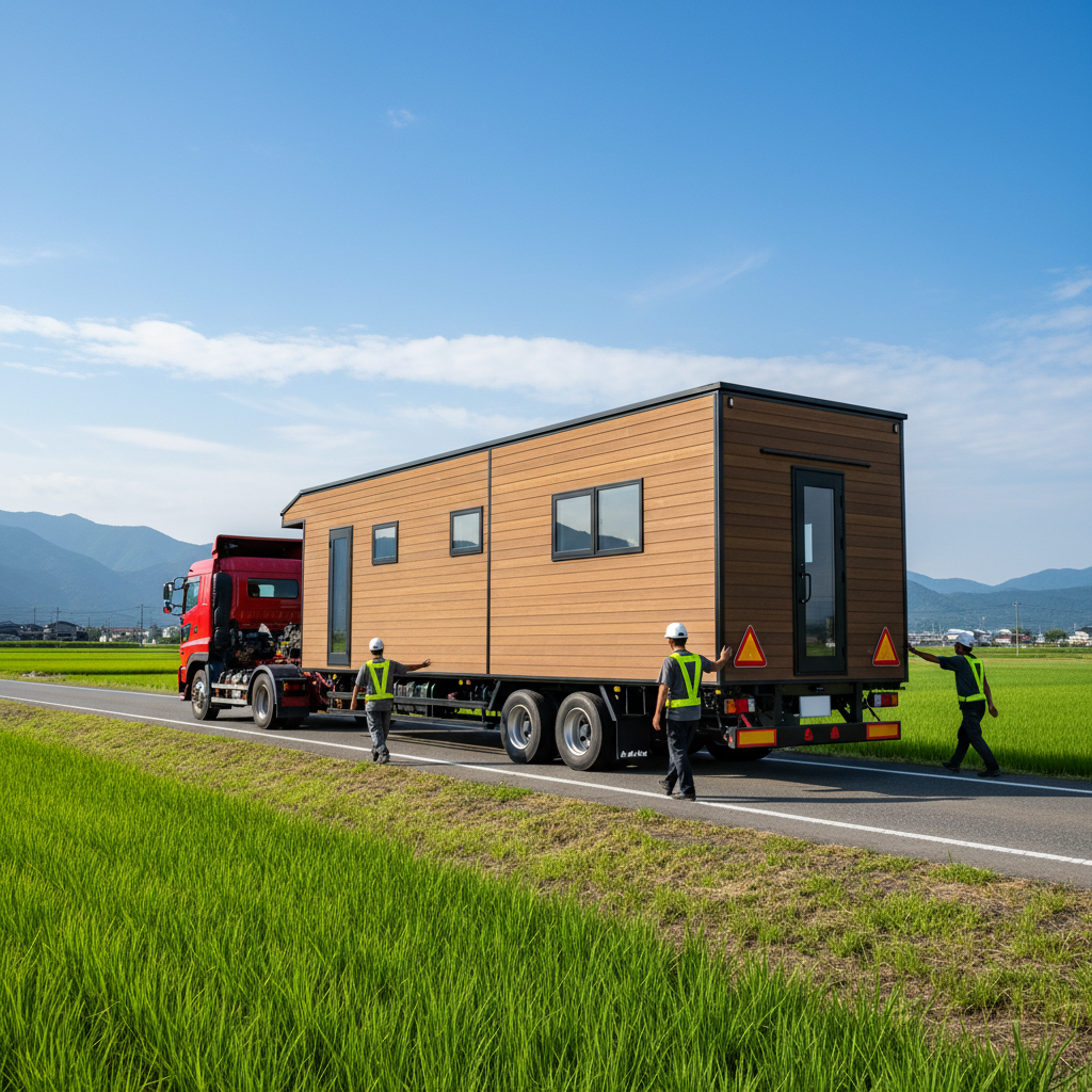 トレーラーハウスを牽引車で公道輸送──自身のタイヤで道路を転がる「車両だから動ける」リアル