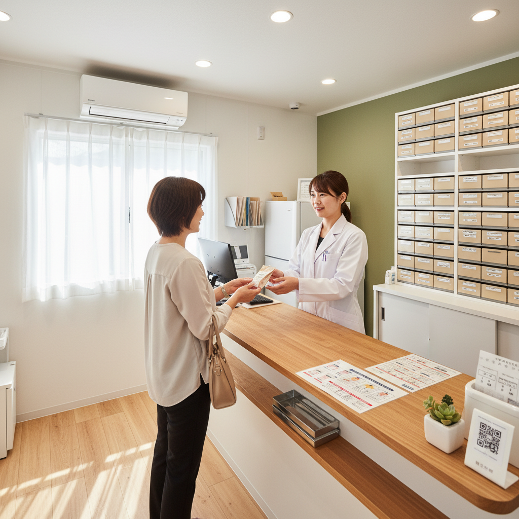 トレーラーハウスを調剤薬局として活用した内装例