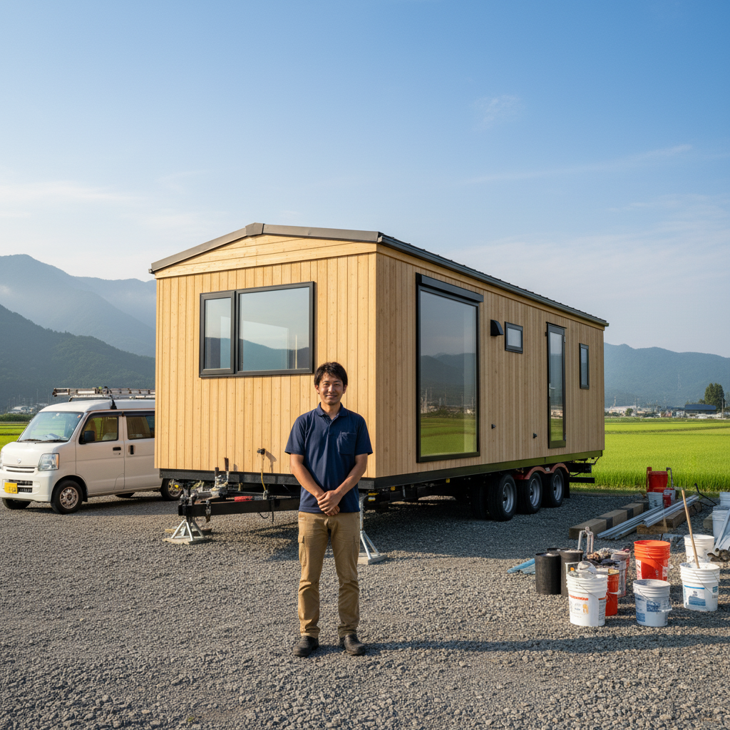 設置が完了し、完成した拠点を見渡すオーナー